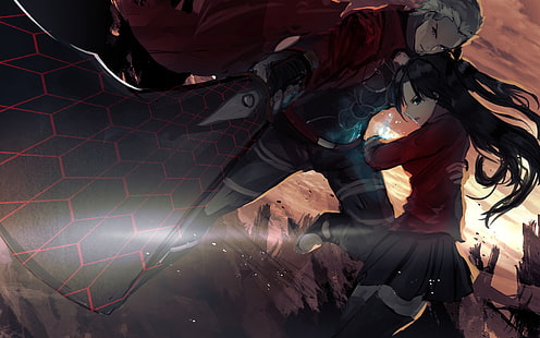 Tohsaka Rin, стрелец, Fate / Stay Night: Unlimited Blade Works, Fate / Stay Night, Fate Series, HD тапет HD wallpaper