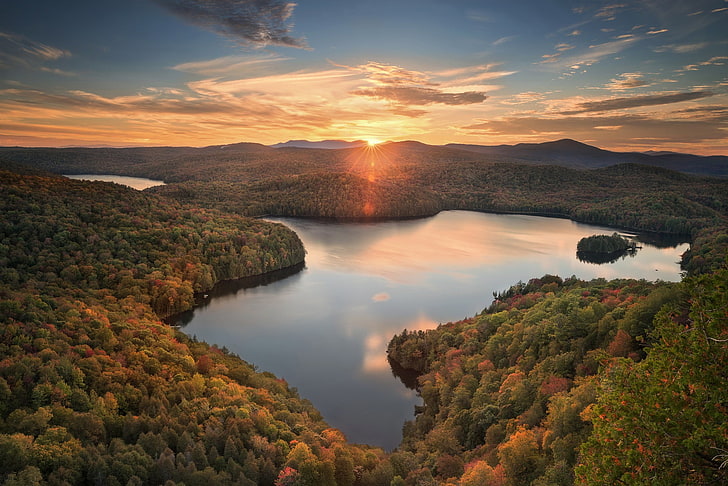 paisaje, Vermont, estanque, Fondo de pantalla HD