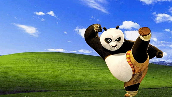 Windows, Windows Bliss, Jack Black, Po (Kung Fu Panda), HD тапет HD wallpaper