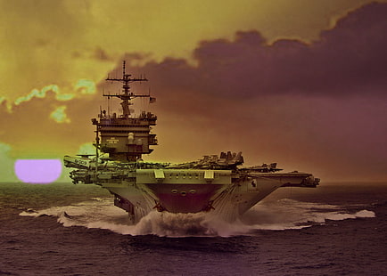 grauer Flugzeugträger, Flugzeugträger, Militär, HD-Hintergrundbild HD wallpaper