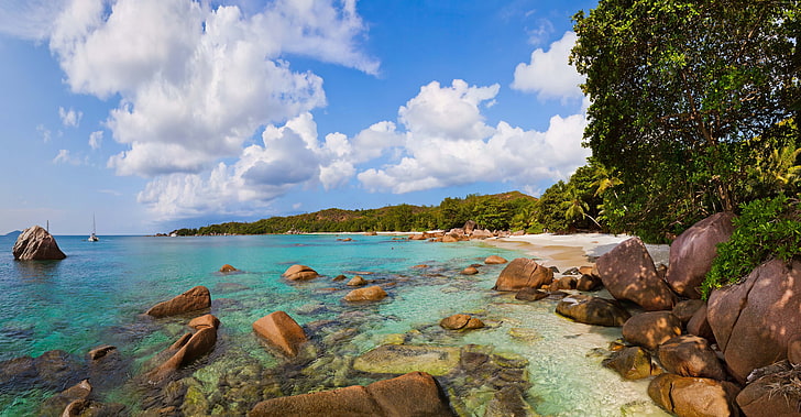 Anse Lazio, Travellers Choice Awards 2016, Seychelles, île de Praslin, Meilleures plages de 2016, Fond d'écran HD