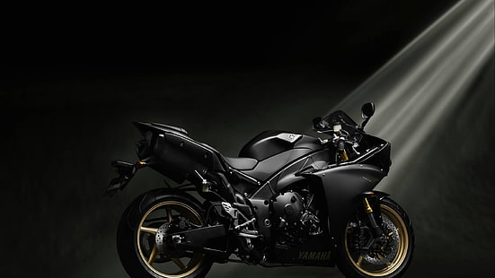 black sports bike, Yamaha, Yamaha YZF R1, motorcycle, vehicle, HD wallpaper HD wallpaper