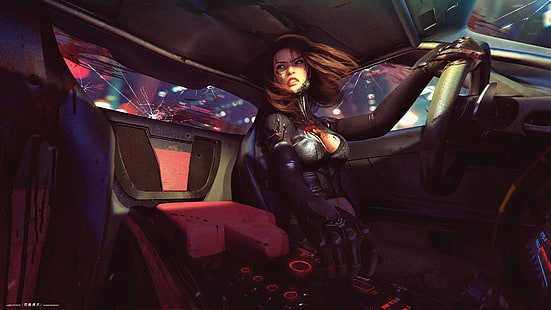 Videospiel, Cyberpunk 2077, Braunes Haar, Cyberpunk, Mädchen, Frau, HD-Hintergrundbild HD wallpaper