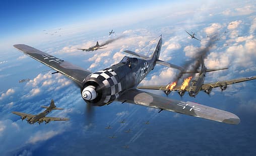  World War II, fw 190, Focke-Wulf, Focke-Wulf Fw 190, airplane, war, aircraft, HD wallpaper HD wallpaper