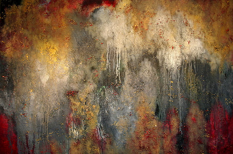 brązowy i szary malarstwo abstrakcyjne, ściana, farba, tekstura, Tapety HD HD wallpaper