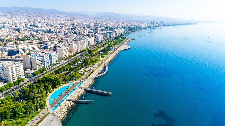Limassol, Cyprus, coastline, cityscape, sea, HD wallpaper