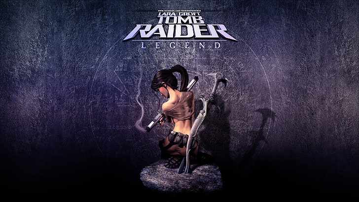 Tomb Raider illustration, weapons, the inscription, guns, back, Mike, Lara Croft, Tomb raider, HD wallpaper