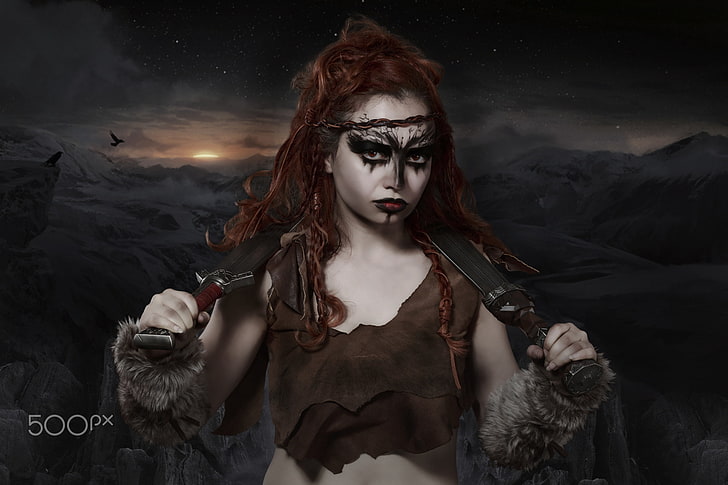 redhead, warrior, 500px, fantasy girl, women, model, HD wallpaper