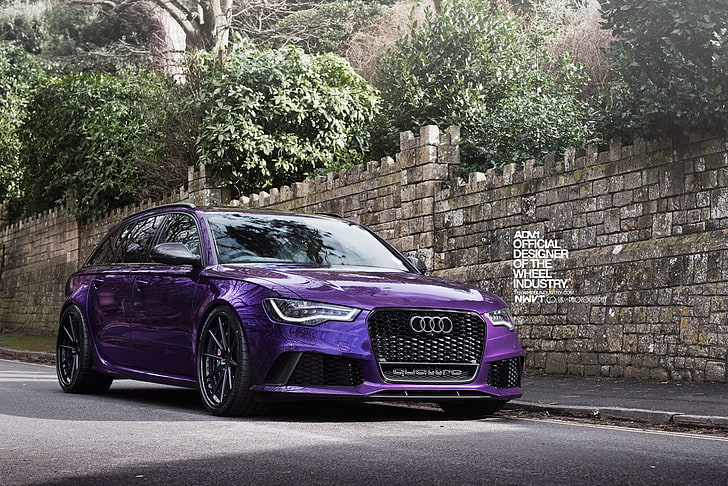 фиолетовый автомобиль Audi, Audi, RS6, фиолетовый, ADV.1, колеса ADV.1, Quattro, audi quattro, HD обои