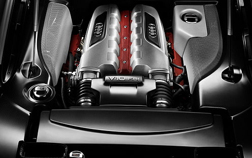 двигатели, автомобиль, Audi R8, Audi R8 V10, HD обои HD wallpaper