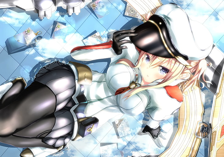 Anime, Anime Girls, Kantai Collection, Graf Zeppelin (KanColle), langes Haar, blond, blaue Augen, Uniform, HD-Hintergrundbild