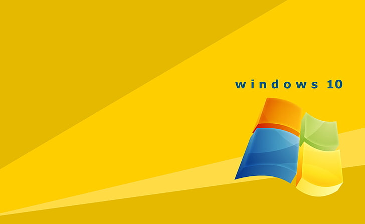 Windows 10, логотип Microsoft Windows 10, Windows, Windows 10, Желтый, HD обои