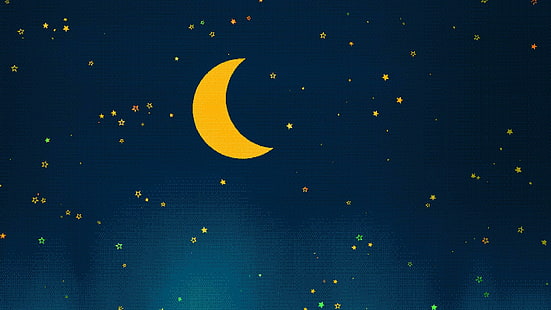 luna, lune, étoiles, Fond d'écran HD HD wallpaper