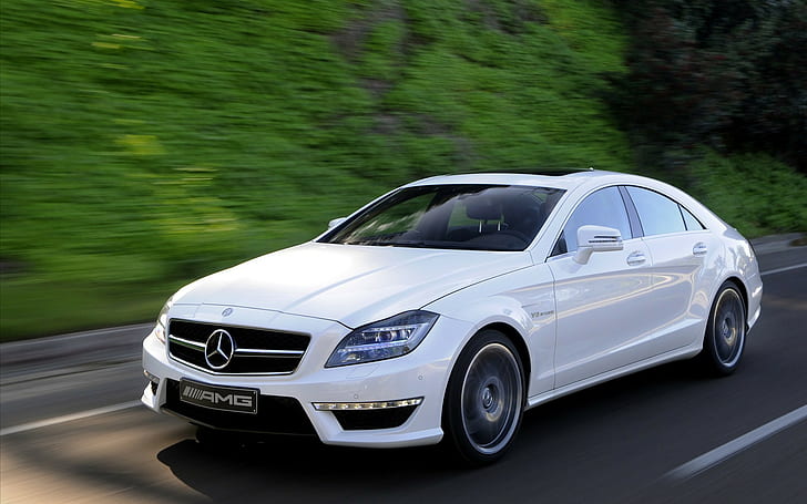 Mercedes AMG Motion Blur HD, berlina mercedes benz bianca, auto, sfocatura, movimento, mercedes, amg, Sfondo HD