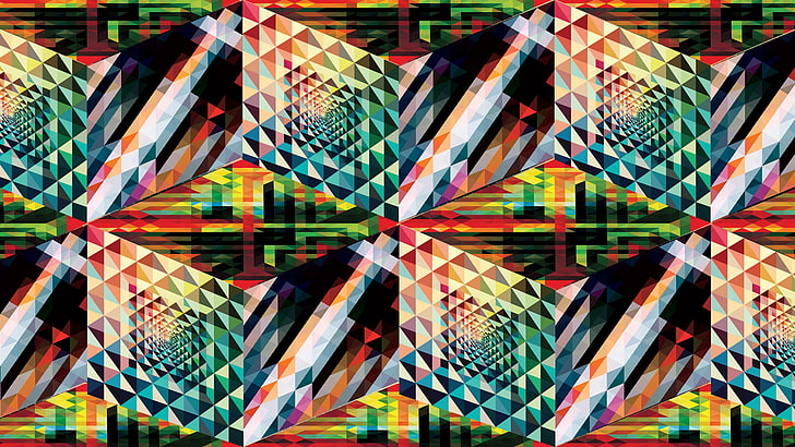 Andy Gilmore, abstrato, padrão, colorido, geometria, diamantes, HD papel de parede