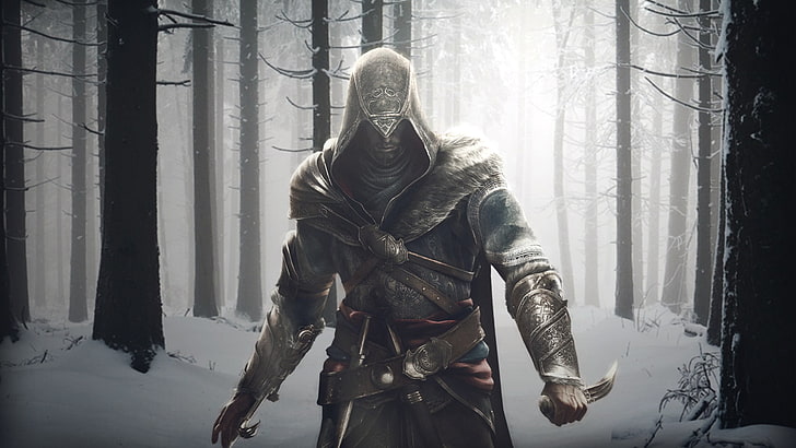 Assassin's Creed digital wallpaper, Assassin's Creed, snow, hidden blades, Ezio Auditore da Firenze, HD wallpaper