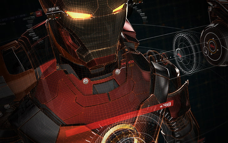 ironman, 3d, red, game, avengers, art, illustration, hero, vignette, HD wallpaper