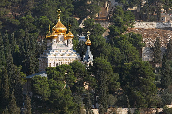 إسرائيل ، القدس ، جبل الزيتون ، الكنيسة الأرثوذكسية الروسية ، كنيسة مريم المجدلية، خلفية HD