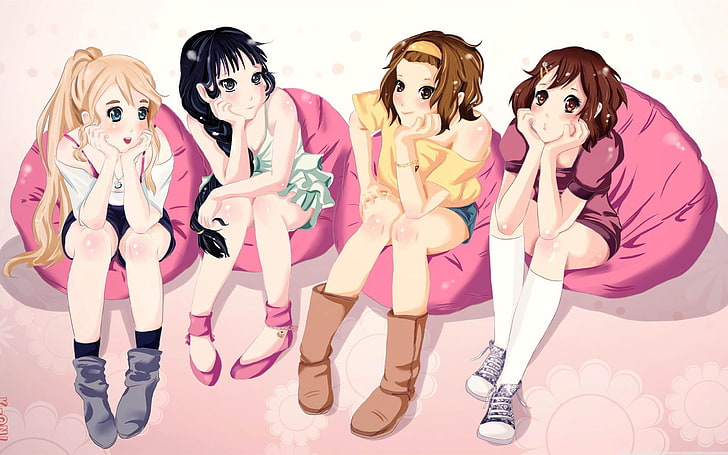 К девушкам-аниме-персонажам широкоформатные обои K-On!аниме иллюстрация, HD обои