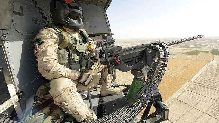 senapan mesin hitam, tentara, helikopter, senjata, kendaraan, tentara, militer, Wallpaper HD