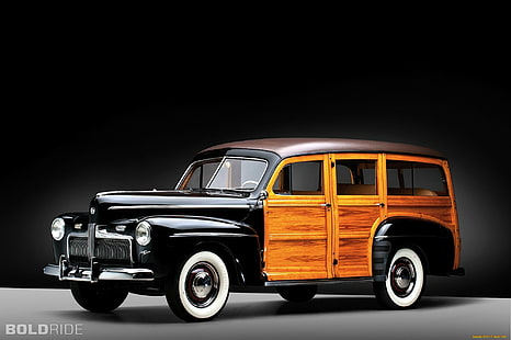 1942, cars, classic, deluxe, ford, retro, station, super, wagon, woody, HD wallpaper HD wallpaper