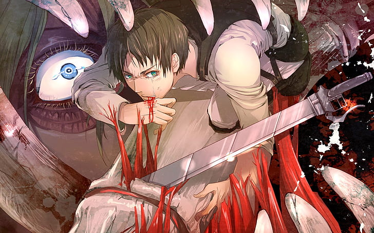 Attack on Titan Anime Sword HD การ์ตูน / การ์ตูนอนิเมะดาบบนโจมตีไททัน, วอลล์เปเปอร์ HD