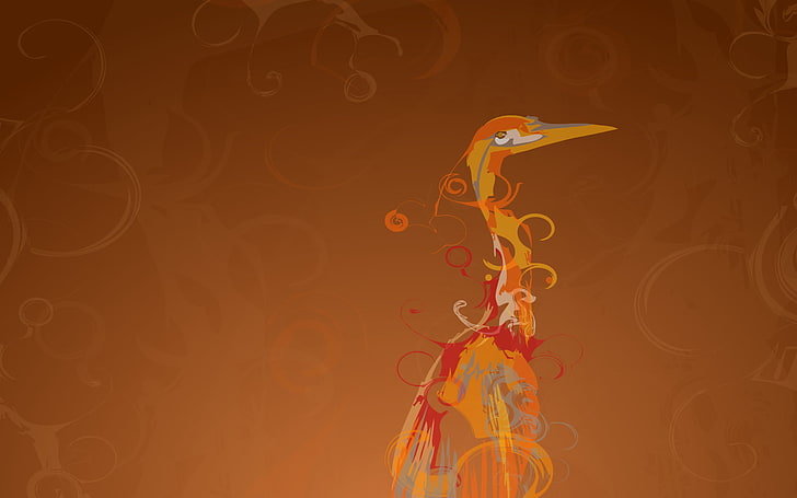 иллюстрация желтой и красной птицы, Linux, Ubuntu, HD обои