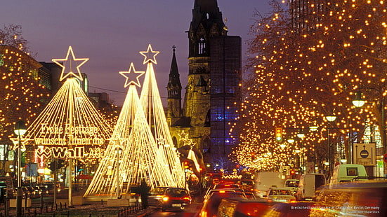 Breitscheidplatz Square at Christmas, Berlin, Germany, Holidays, HD wallpaper HD wallpaper