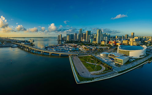 Панорама Майами, Флорида, залив HD обои для рабочего стола, HD обои HD wallpaper