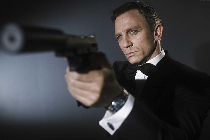 Daniel Craig, actor, gun, James Bond, 007, Most Popular Celebs in 2015, HD wallpaper