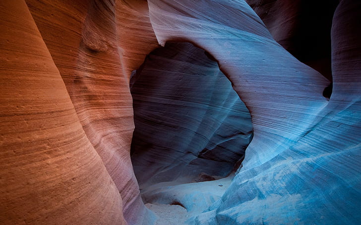 скала, каньон, пясъчник, червено, синьо, HD тапет