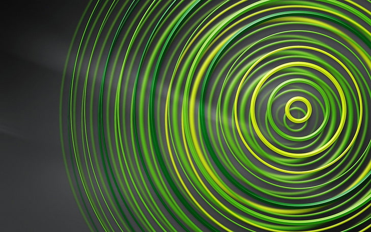 arte-final do círculo amarelo e verde, resumo, arte digital, geometria, círculo, fundo simples, verde, arte-final, Xbox 360, HD papel de parede