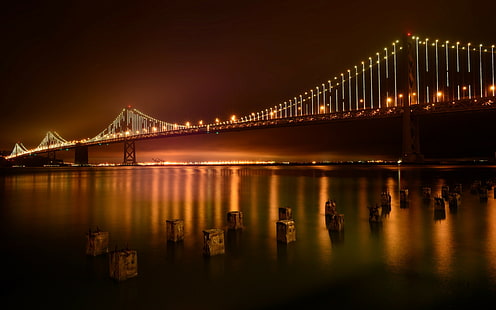 都市、橋、ベイブリッジ、サンフランシスコ、 HDデスクトップの壁紙 HD wallpaper