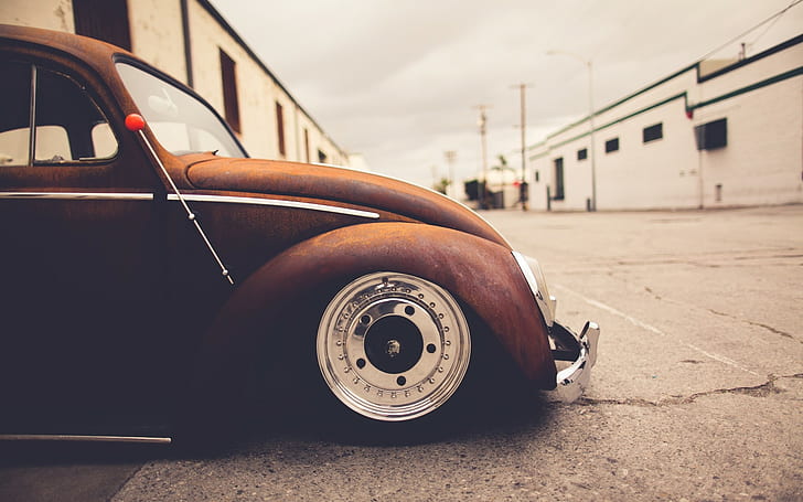 brown coupe, Volkswagen, Volkswagen Beetle, HD wallpaper
