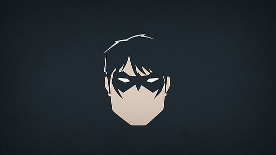 Icône DC Robin, DC Comics, héros, Nightwing, Blo0p, minimalisme, super-héros, fond simple, masque, Fond d'écran HD HD wallpaper