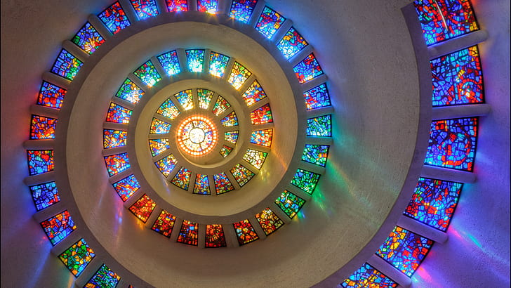 Photography, Stained Glass, Colorful, Spiral, HD wallpaper