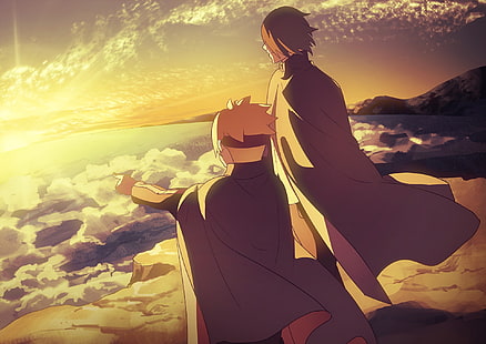 ilustração de dois personagens de anime, Anime, Boruto, Boruto Uzumaki, Sasuke Uchiha, HD papel de parede HD wallpaper