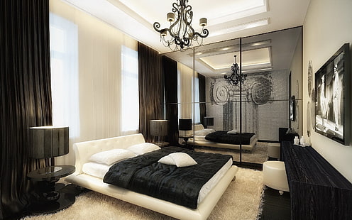 Великолепный дизайн спальни, дизайн интерьера, дизайн комнаты, спальни, мебель, HD обои HD wallpaper