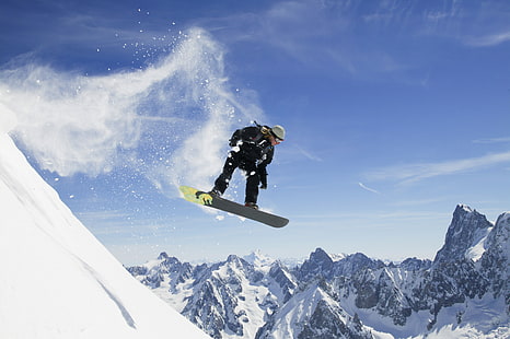 лыжи, снег, сноуборд, сноуборд, спорт, зима, HD обои HD wallpaper