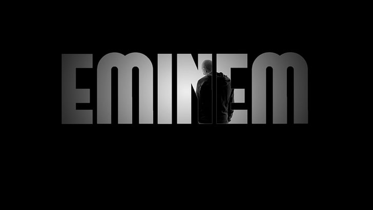 Eminem, background, the inscription, black, rap, eminem, HD wallpaper