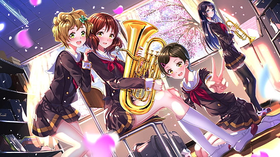 anime, anime girls, Hibike!Euphonium, Oumae Kumiko, Kousaka Reina, Katou Hazuki, Kawashima Sappire, Swordsouls, Wallpaper HD HD wallpaper