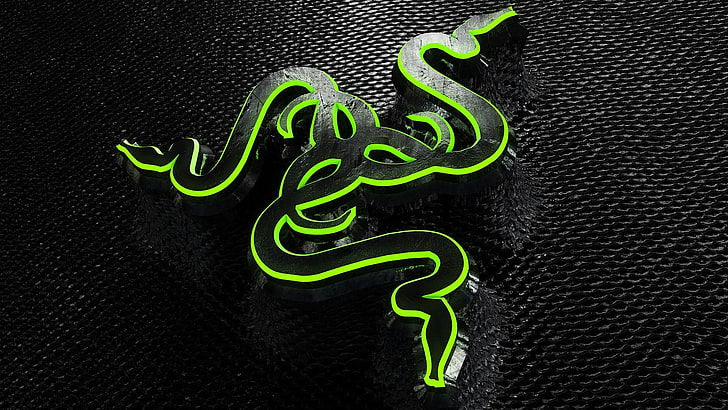 green and black Razer logo, Razer, digital art, green, logo, HD wallpaper