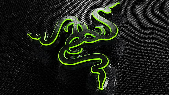 شعار Razer باللونين الأخضر والأسود ، Razer ، فن رقمي ، أخضر ، شعار، خلفية HD HD wallpaper