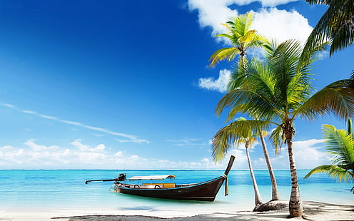 Boot Tropical Beach Hintergrund, HD-Hintergrundbild HD wallpaper