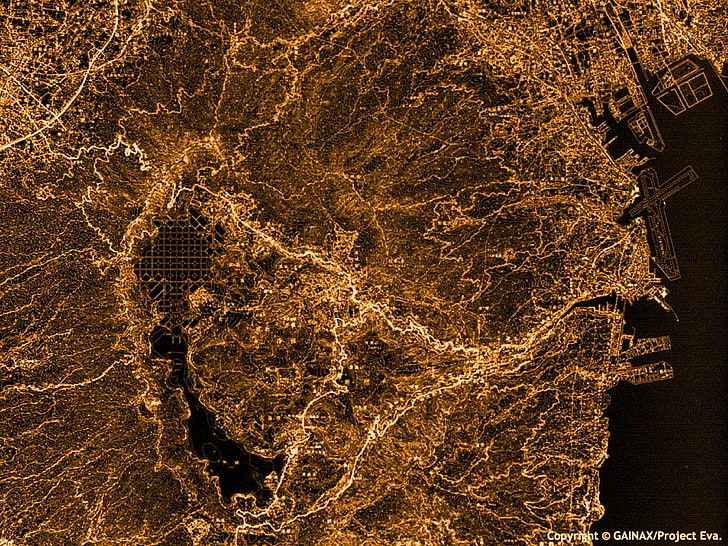 Mapa do projeto Eva, Neon Genesis Evangelion, mapa, Tóquio, Hakone, HD papel de parede