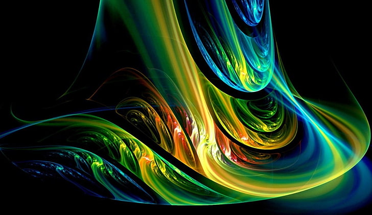 yellow, green, blue, and red digital wallpaper, abstract, HD wallpaper