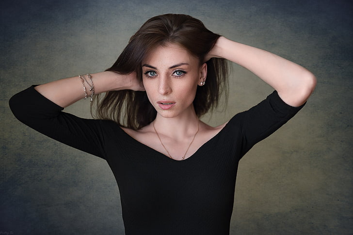 lengan ke atas, potret, Dmitry Shulgin, wanita, Wallpaper HD