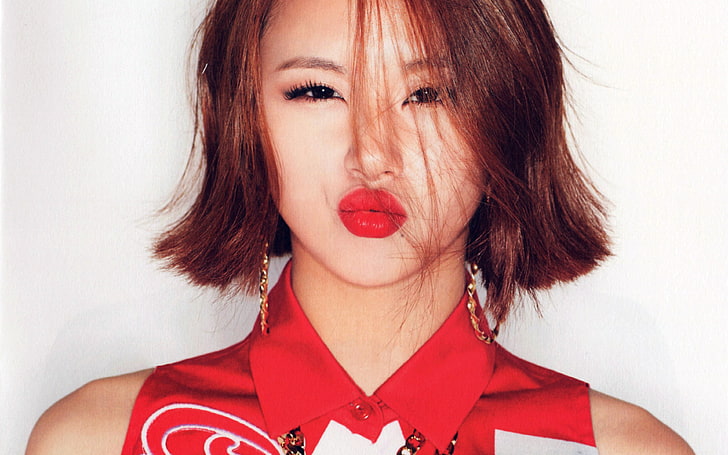 twice, chaeyoung, red, cute, girl, music, HD wallpaper