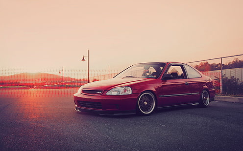 Honda Civic Sunset Warm HD, cars, sunset, warm, honda, civic, HD wallpaper HD wallpaper