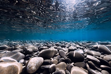 al aire libre, bajo el agua, mar, agua, piedras, Fondo de pantalla HD HD wallpaper
